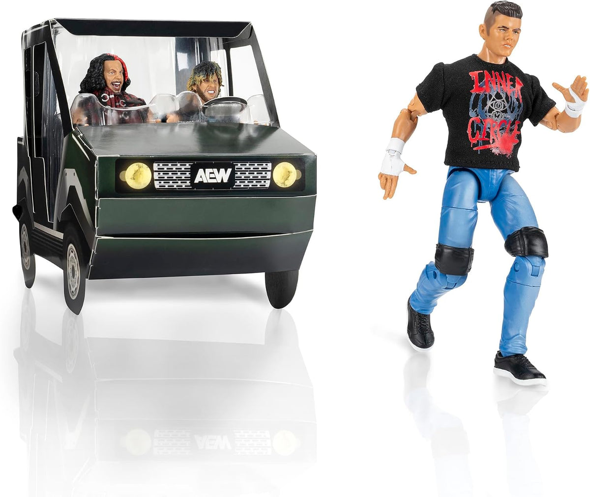AEW Golf Cart with 3 Figures (Matt Hardy, Kenny Omega, Sammy Guevera) 1 of 3000 Vault Edition