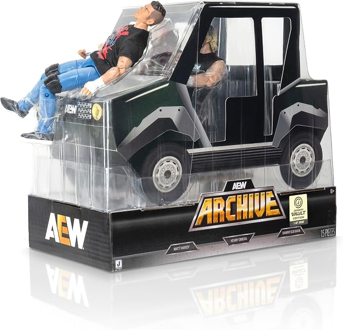 AEW Golf Cart with 3 Figures (Matt Hardy, Kenny Omega, Sammy Guevera) 1 of 3000 Vault Edition