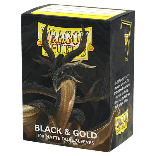 Dragon Shield 100 Standard Size Matte Dual Card Sleeves - Black & Gold