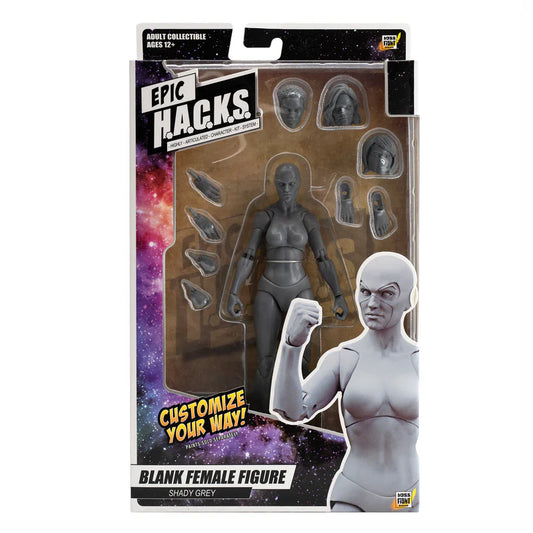Epic H.A.C.K.S. Custom Blank Female Figure - Shady Grey by Boss Fight Studio