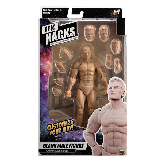 Epic H.A.C.K.S. Custom Blank Male Figure - Champagne Beige by Boss Fight Studio