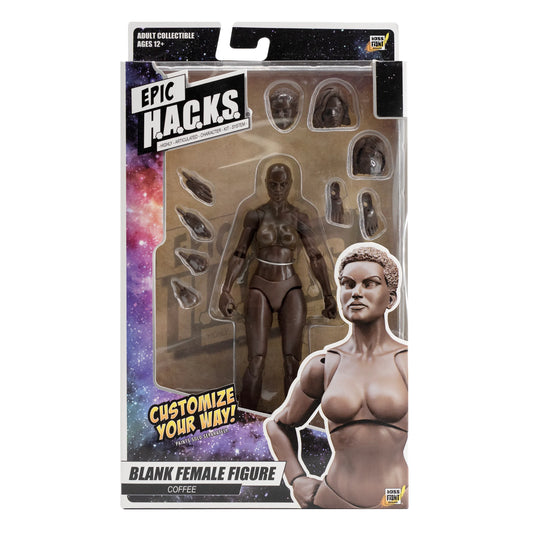 Epic H.A.C.K.S. Custom Blank Female Figure - Coffee by Boss Fight Studio