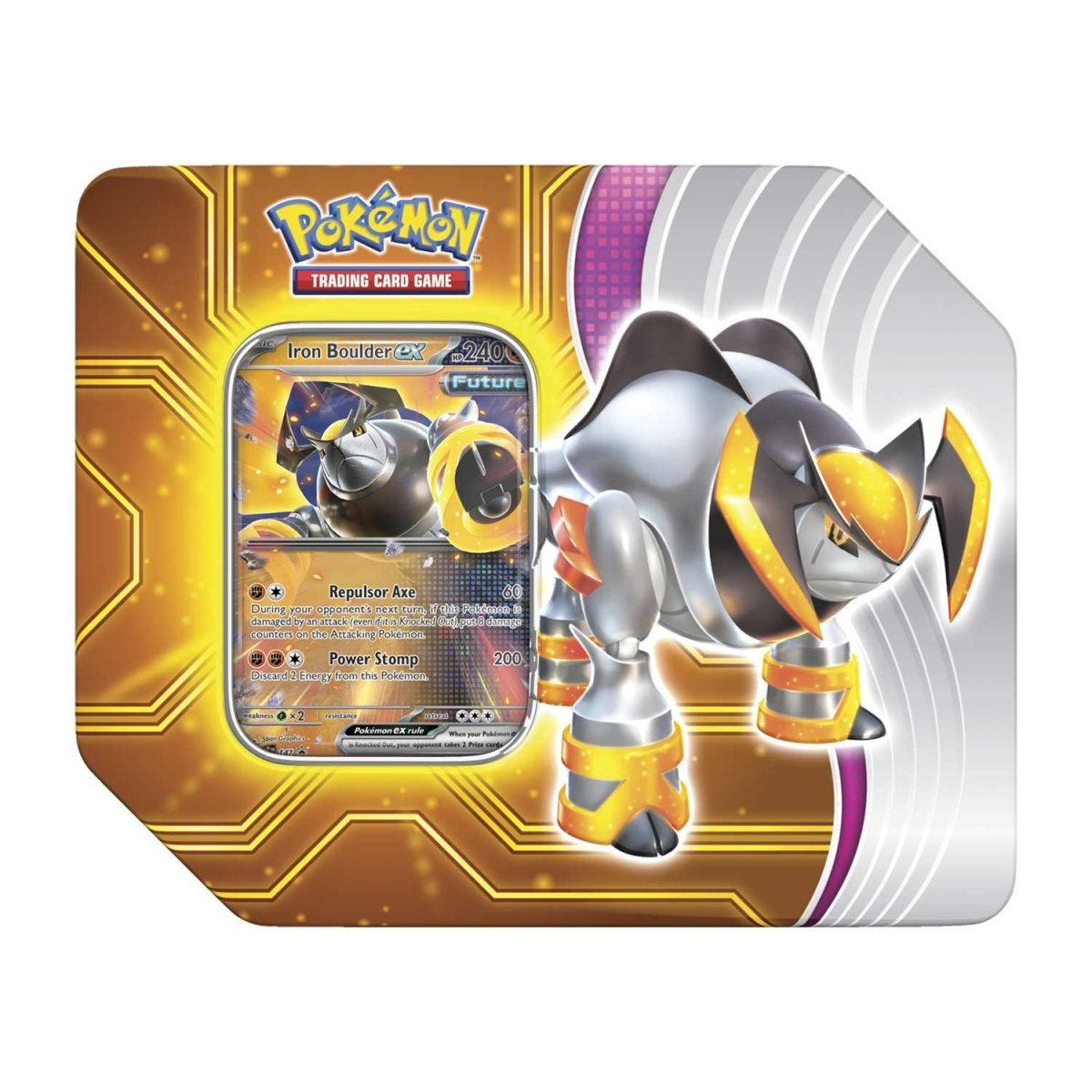Pokemon Paradox Destinies Iron Boulder ex Tin