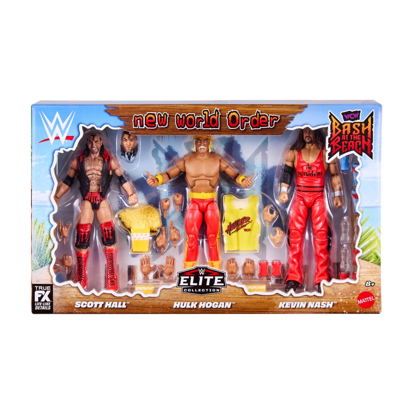 WWE Bash at the Beach Elite Collection 3 Pack Action Figure Set - Hogan, Hall, and Nash