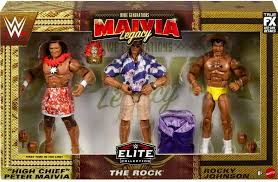 WWE Elite 3 Pack - The Rock, Rocky Johnson, Peter Maivia Figures