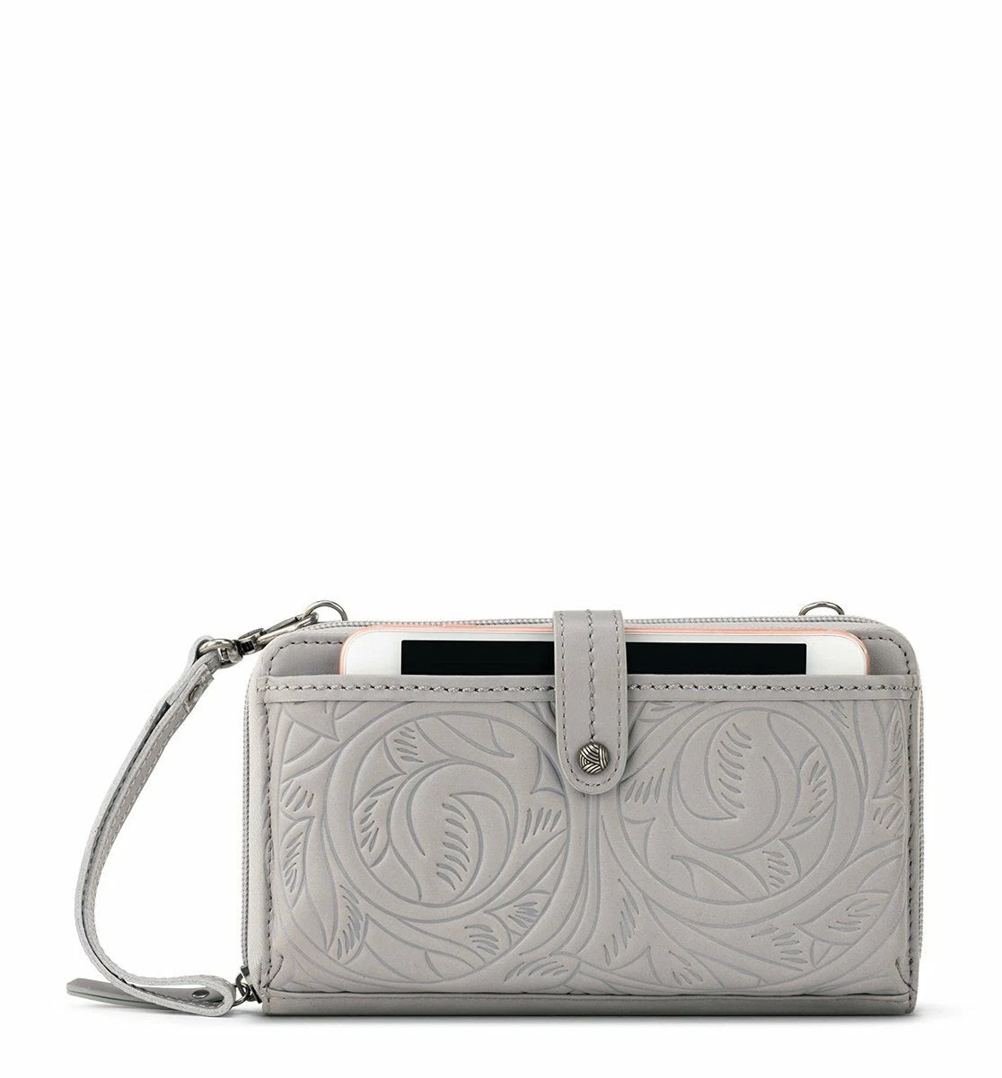 The Sak Iris Large Smartphone Crossbody Bag in Leather - Grey