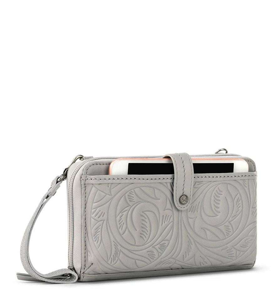 The Sak Iris Large Smartphone Crossbody Bag in Leather - Grey