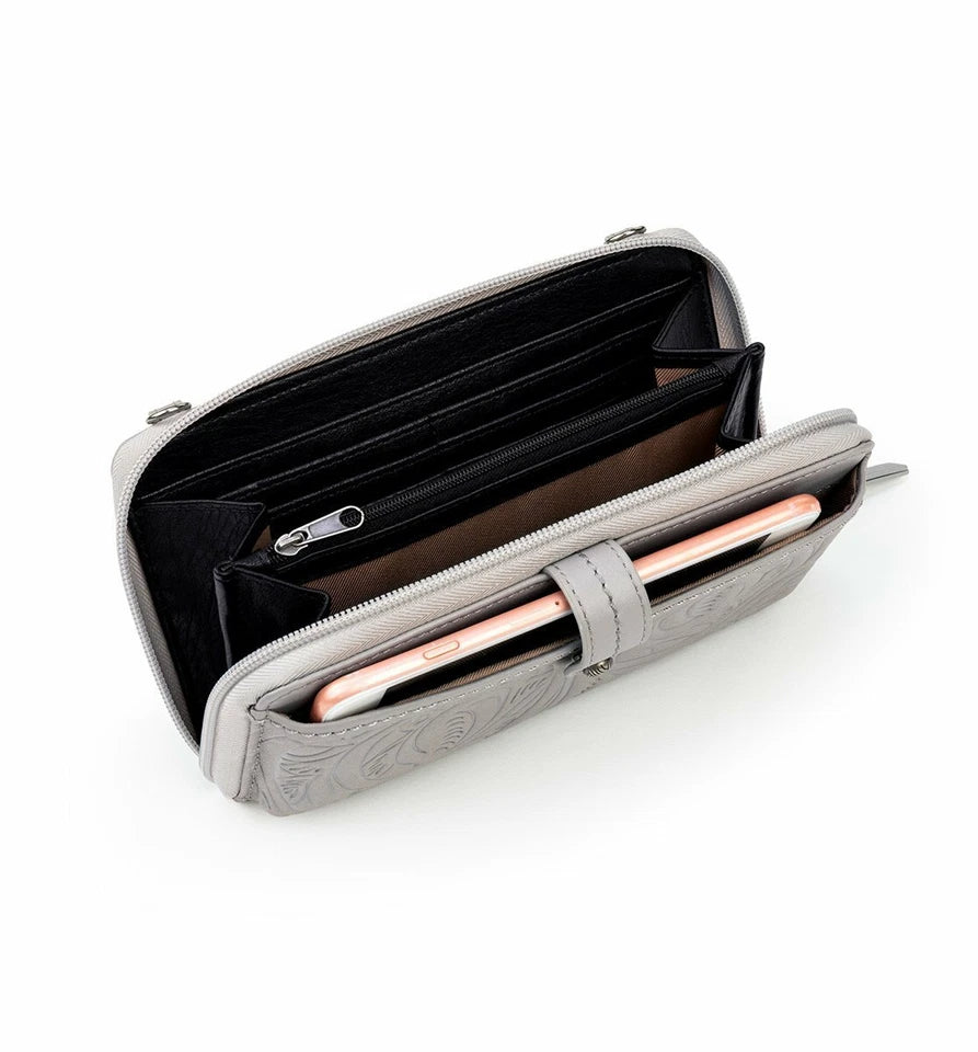 The Sak Iris Large Smartphone Crossbody Bag in Leather - Grey